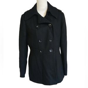 Michael Kors  Women Wool Blend Double Breasted Pea Coat Black Size Small